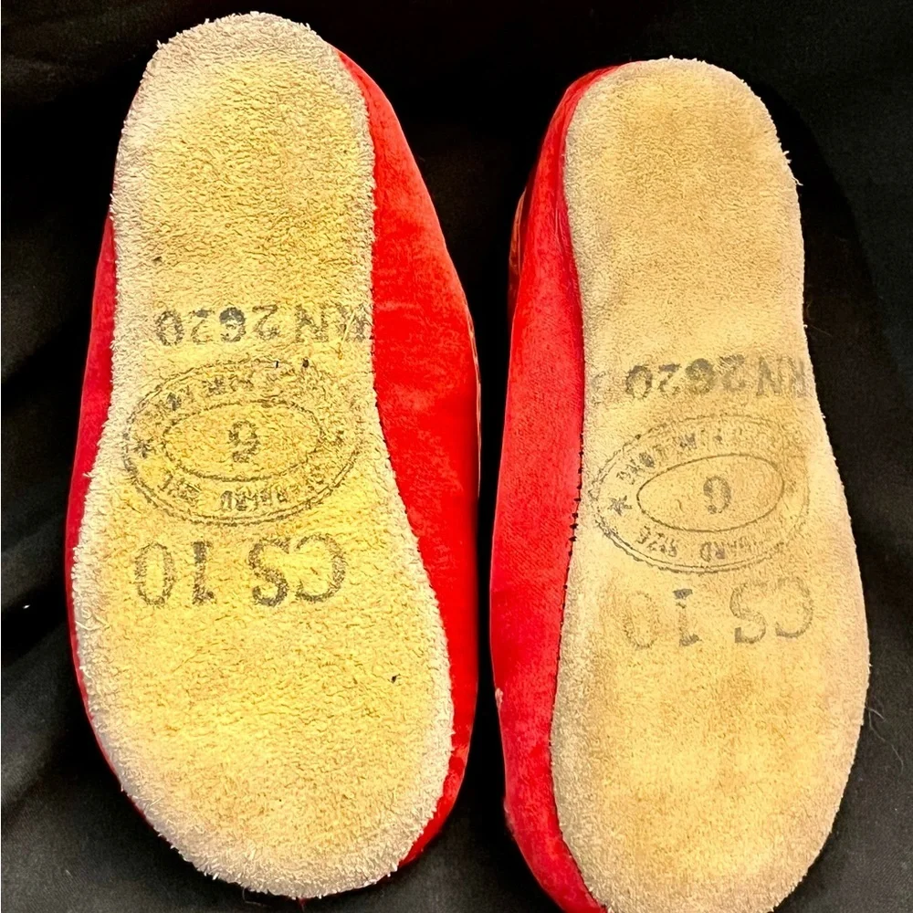 VTG Chinese Embroidered Silk Red Dragon Baby Slippers Shoes Doll Display Sz 6